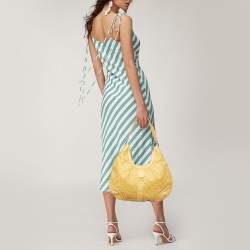 MCM Yellow Visetos Coated Canvas and Leather Hobo