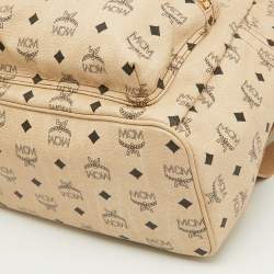 MCM Beige Visetos Coated Canvas and Leather Stark Side Studs Backpack