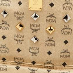MCM Beige Visetos Coated Canvas and Leather Stark Side Studs Backpack