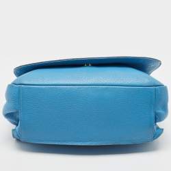 Pre Owned MCM Blue Leather Studded Flap Hobo