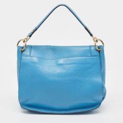 Pre Owned MCM Blue Leather Studded Flap Hobo