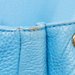 Pre Owned MCM Blue Leather Studded Flap Hobo