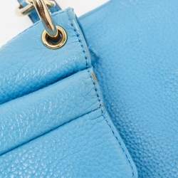 Pre Owned MCM Blue Leather Studded Flap Hobo