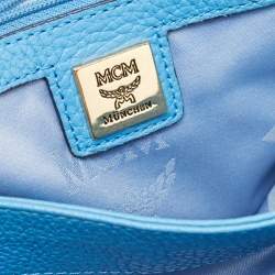 Pre Owned MCM Blue Leather Studded Flap Hobo