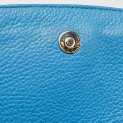 Pre Owned MCM Blue Leather Studded Flap Hobo