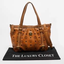 MCM Tan Visetos Coated Canvas and Leather Zipped Shoulder Bag