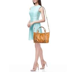 MCM Tan Visetos Coated Canvas and Leather Zipped Shoulder Bag