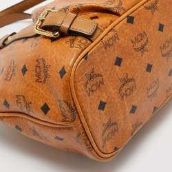 MCM Tan Visetos Coated Canvas and Leather Zipped Shoulder Bag