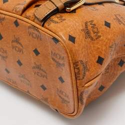 MCM Tan Visetos Coated Canvas and Leather Zipped Shoulder Bag