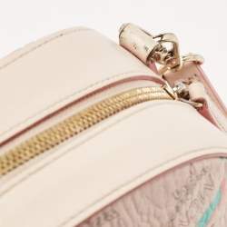 MCM Pink Visetos Coated Canvas and Leather Mini Half Moon Crossbody Bag