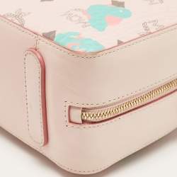 MCM Pink Visetos Coated Canvas and Leather Mini Half Moon Crossbody Bag