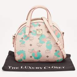 MCM Pink Visetos Coated Canvas and Leather Mini Half Moon Crossbody Bag