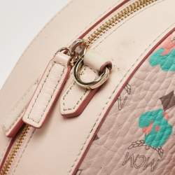 MCM Pink Visetos Coated Canvas and Leather Mini Half Moon Crossbody Bag