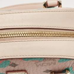 MCM Pink Visetos Coated Canvas and Leather Mini Half Moon Crossbody Bag