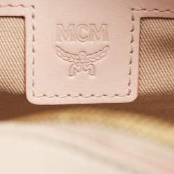 MCM Pink Visetos Coated Canvas and Leather Mini Half Moon Crossbody Bag