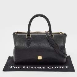 Pre Owned MCM Black Leather Double Zip Satchel