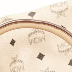 MCM Two Tone Beige Visetos Coated Canvas and Leather Drawstring Tote