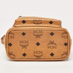 MCM Cognac Visetos Coated Canvas and Leather Mini Studded Stark-Bebe Boo Backpack