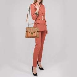 MCM Cognac Visetos Coated Canvas and Leather Medium Tracy Satchel