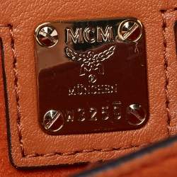 MCM Cognac Visetos Coated Canvas and Leather Medium Tracy Satchel