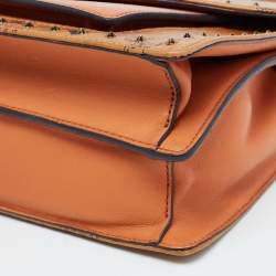 MCM Cognac Visetos Coated Canvas and Leather Medium Tracy Satchel