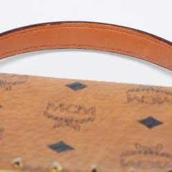 MCM Cognac Visetos Coated Canvas and Leather Medium Tracy Satchel