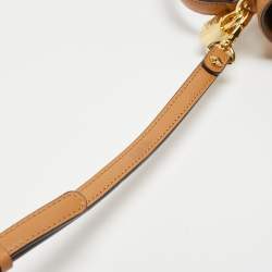 MCM Cognac Visetos Coated Canvas and Leather Mini Heritage Top Handle Bag