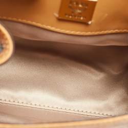 MCM Cognac Visetos Coated Canvas and Leather Mini Heritage Top Handle Bag