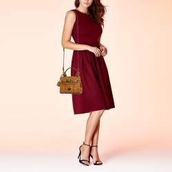 MCM Cognac Visetos Coated Canvas and Leather Mini Heritage Top Handle Bag