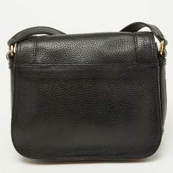 Pre Owned MCM Black Leather Studded Flap Crossbody Bag