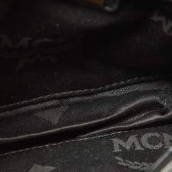 Pre Owned MCM Black Leather Studded Flap Crossbody Bag