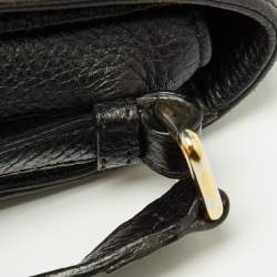 Pre Owned MCM Black Leather Studded Flap Crossbody Bag