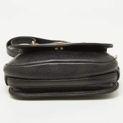 Pre Owned MCM Black Leather Studded Flap Crossbody Bag