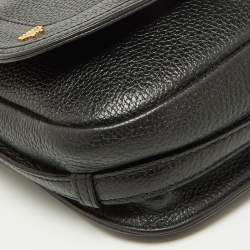 Pre Owned MCM Black Leather Studded Flap Crossbody Bag