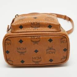 MCM Cognac Visetos Coated Canvas Mini Studded Stark Bebe Boo Backpack