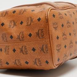 MCM Cognac Visetos Coated Canvas and Leather Shopper Tote