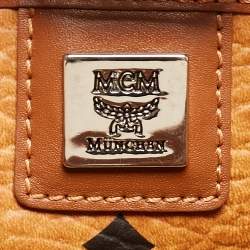 MCM Cognac Visetos Coated Canvas and Leather Shopper Tote