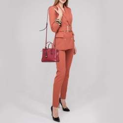 MCM Dark Red Leather Mini Milla Tote
