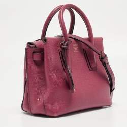 MCM Dark Red Leather Mini Milla Tote