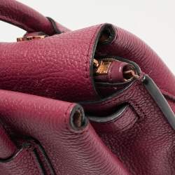MCM Dark Red Leather Mini Milla Tote