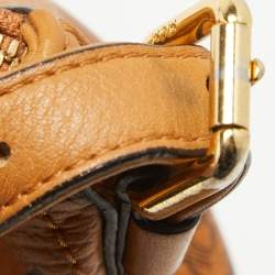 MCM Cognac Visetos Coated Canvas and Leather Large Hobo