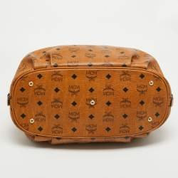 MCM Cognac Visetos Coated Canvas and Leather Large Hobo