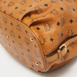 MCM Cognac Visetos Coated Canvas and Leather Large Hobo