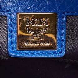 MCM Blue Visetos Leather Large Studded Stark Backpack