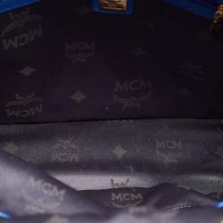MCM Blue Visetos Leather Large Studded Stark Backpack