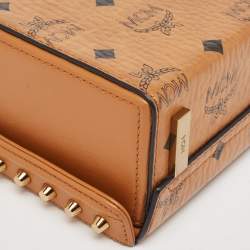 MCM Cognac Visetos Coated Canvas and Leather Berlin Box Bag