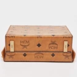 MCM Cognac Visetos Coated Canvas and Leather Berlin Box Bag