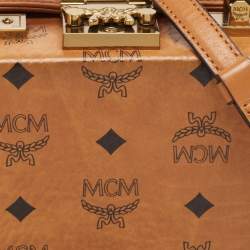 MCM Cognac Visetos Coated Canvas and Leather Berlin Box Bag