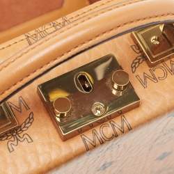 MCM Cognac Visetos Coated Canvas and Leather Berlin Box Bag