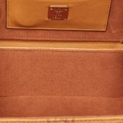 MCM Cognac Visetos Coated Canvas and Leather Berlin Box Bag